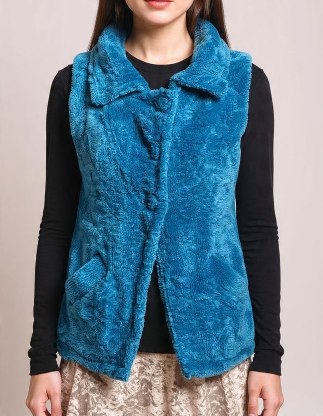 Chaleco de felpa azul