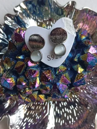 Pendientes Plata 925 de Mineral Cuarzo Pequeños