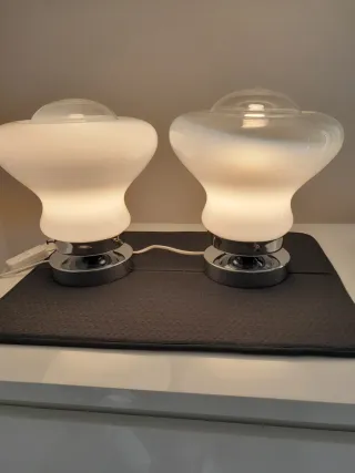 Coppia Lampade Vintage Vetro e Metallo