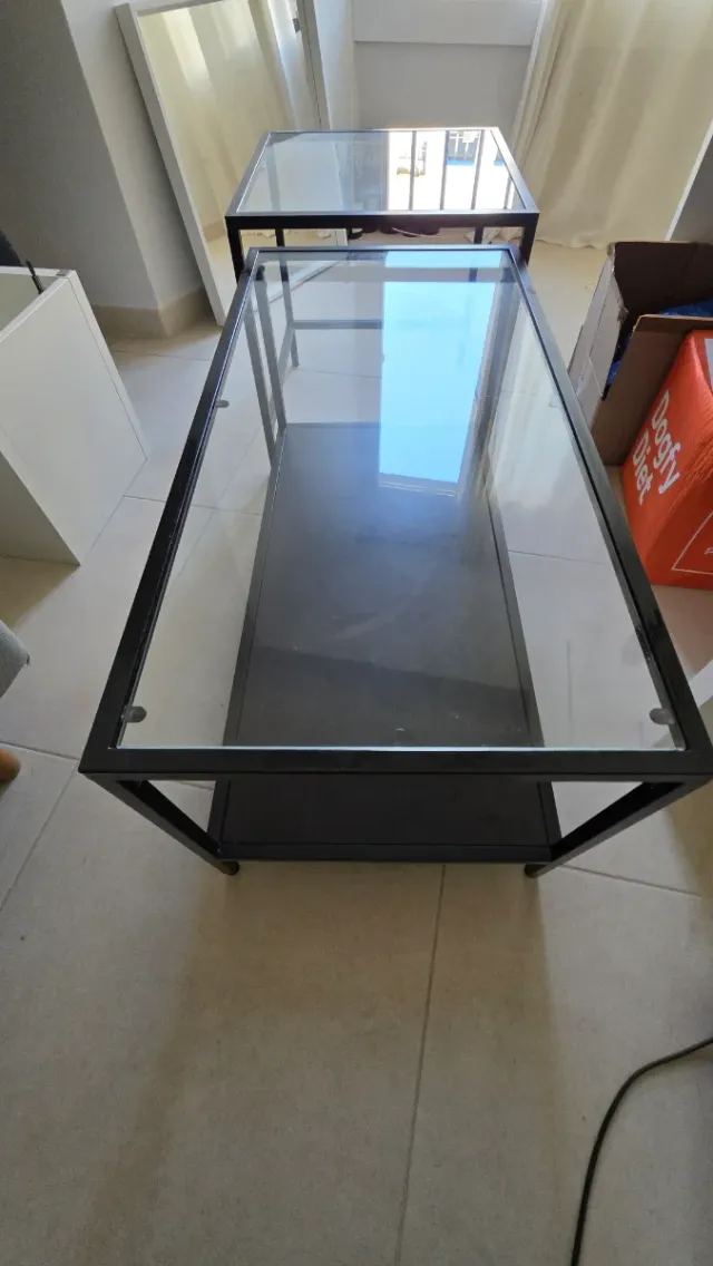 Mesa auxiliar doble cristal y metal