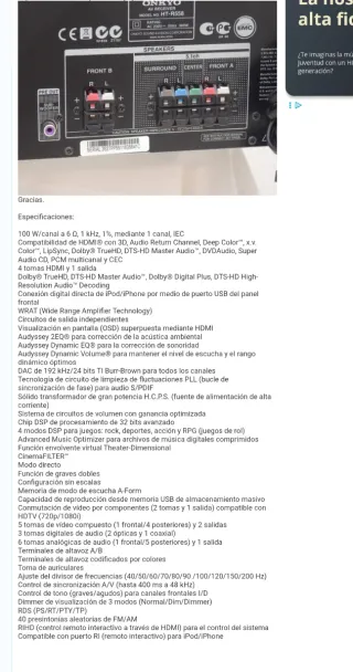 Amplificador Onkyo HT-R558 Negro con 3 altavoces