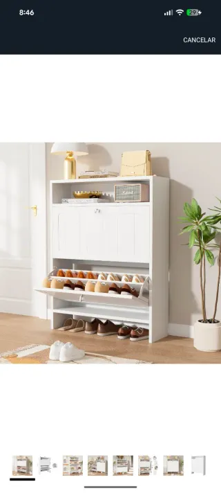 Zapatero estrecho blanco a estrenar 80x24x110.