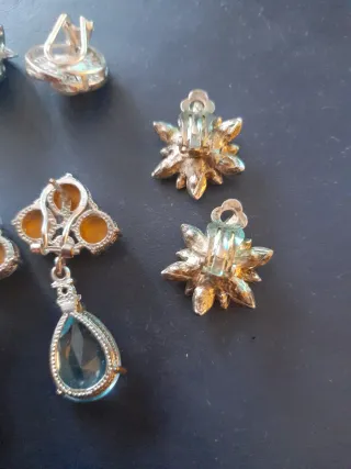 Lote pendientes vintage negro y dorado