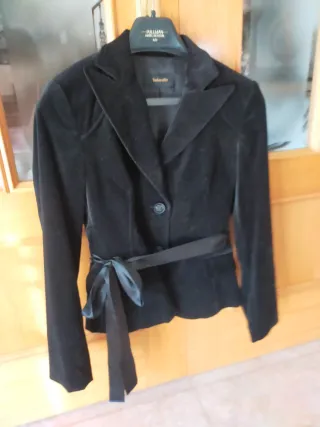 Chaqueta Terciopelo Negra Lazada Raso Fiesta T S