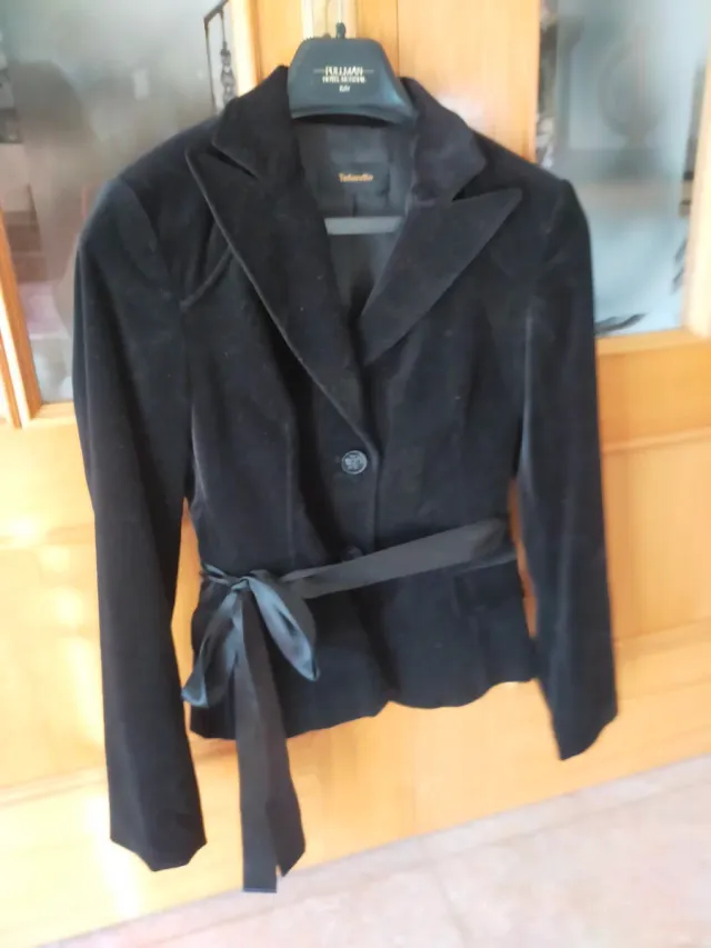 Chaqueta Terciopelo Negra Lazada Raso Fiesta T S