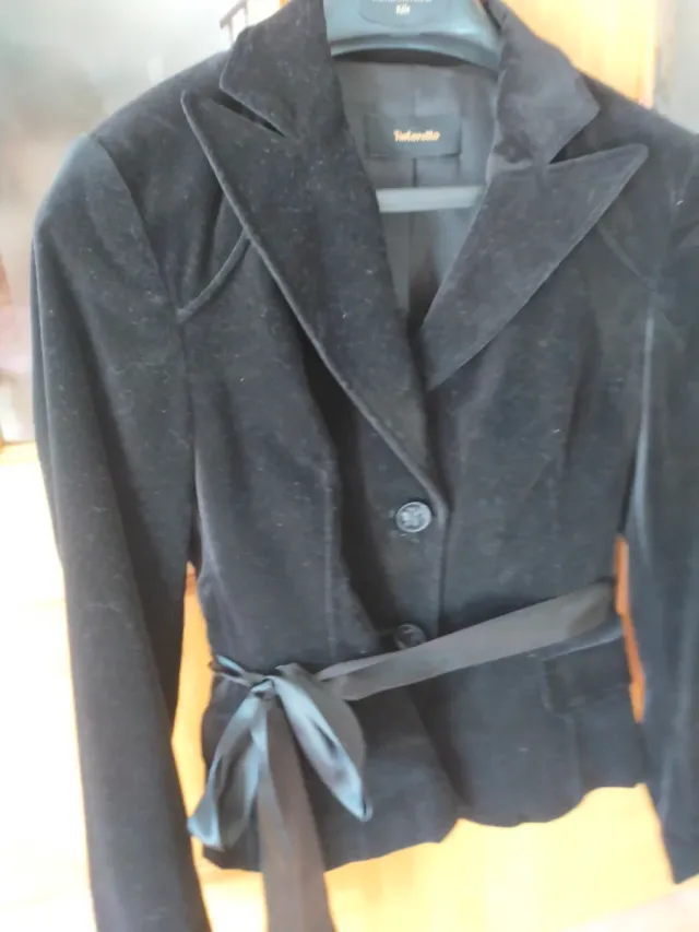 Chaqueta Terciopelo Negra Lazada Raso Fiesta T S