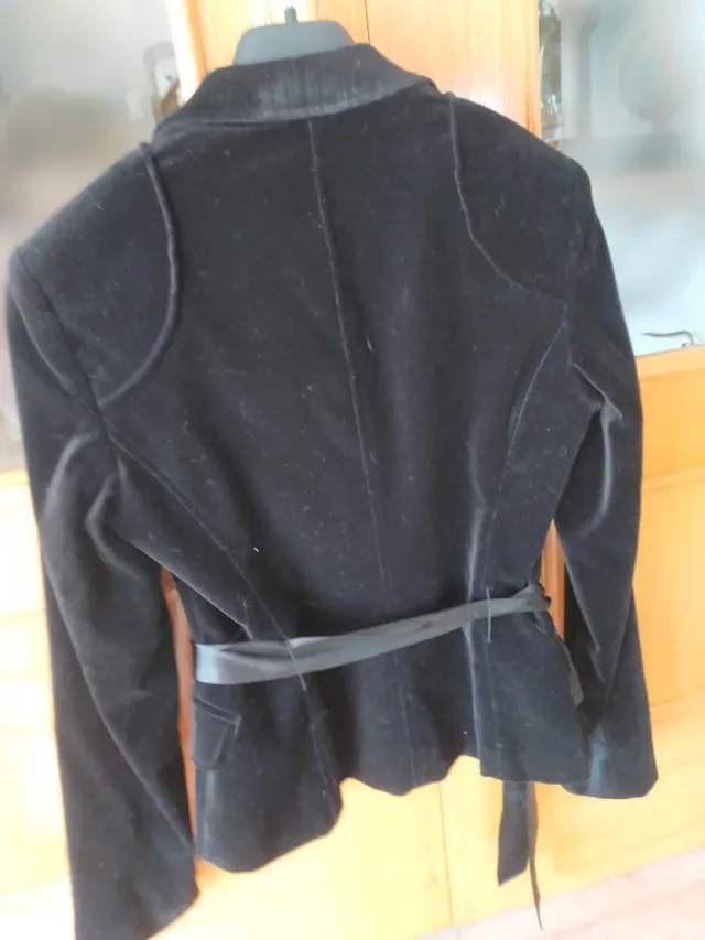 Chaqueta Terciopelo Negra Lazada Raso Fiesta T S