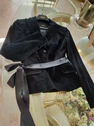 Chaqueta Terciopelo Negra Lazada Raso Fiesta T S