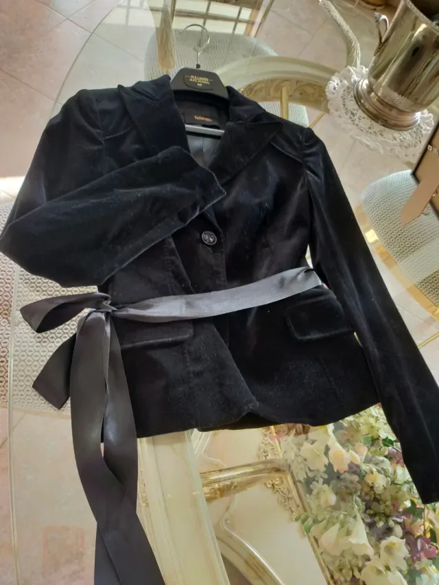 Chaqueta Terciopelo Negra Lazada Raso Fiesta T S