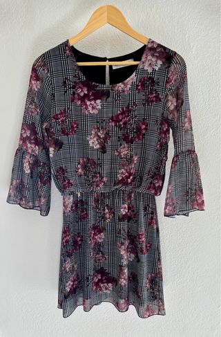 Vestito Rinascimento pied de poule con fiori