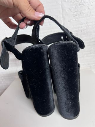 Sandalias Plataforma Terciopelo Negro T.38