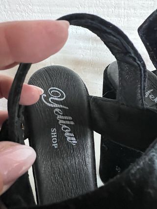 Sandalias Plataforma Terciopelo Negro T.38