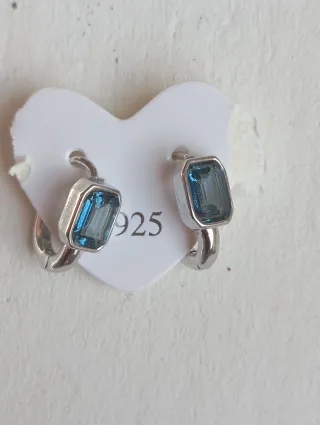 Pendientes baño Plata 925 Topacio London Blue