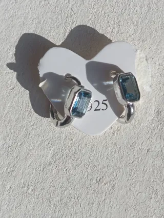 Pendientes baño Plata 925 Topacio London Blue