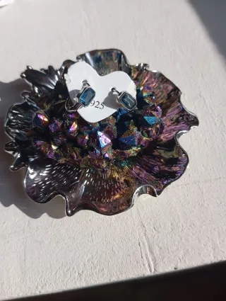 Pendientes baño Plata 925 Topacio London Blue