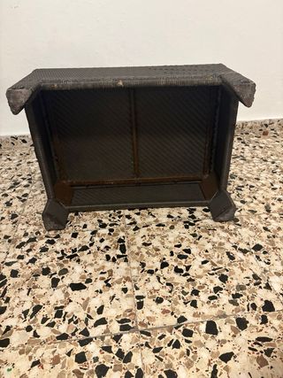 Mesa auxiliar rectangular mimbre y metal