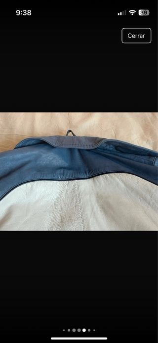 Chaqueta de cuero vintage azul y blanco