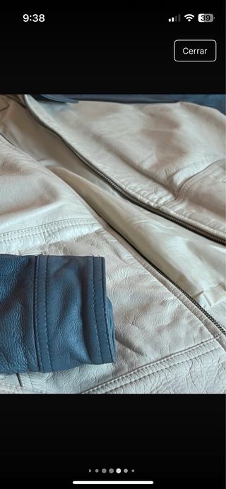 Chaqueta de cuero vintage azul y blanco