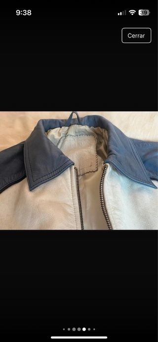 Chaqueta de cuero vintage azul y blanco