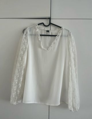 Blusa Shein blanca encaje