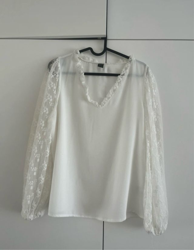 Blusa Shein blanca encaje