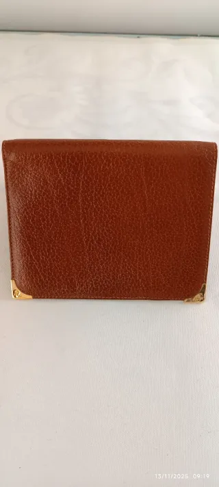 Portafoglio vintage pelle cuoio con dettagli oro