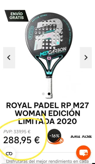 Pala Padel Royal M27 Carbon Edición Limitada