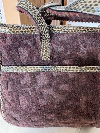 Borsa Fendissime feltro e pelle vipera marrone