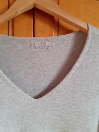 Jersey punto beige mangas acampanadas