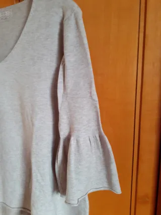 Jersey punto beige mangas acampanadas