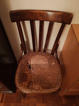 5 Sedie in legno e paglia di Vienna