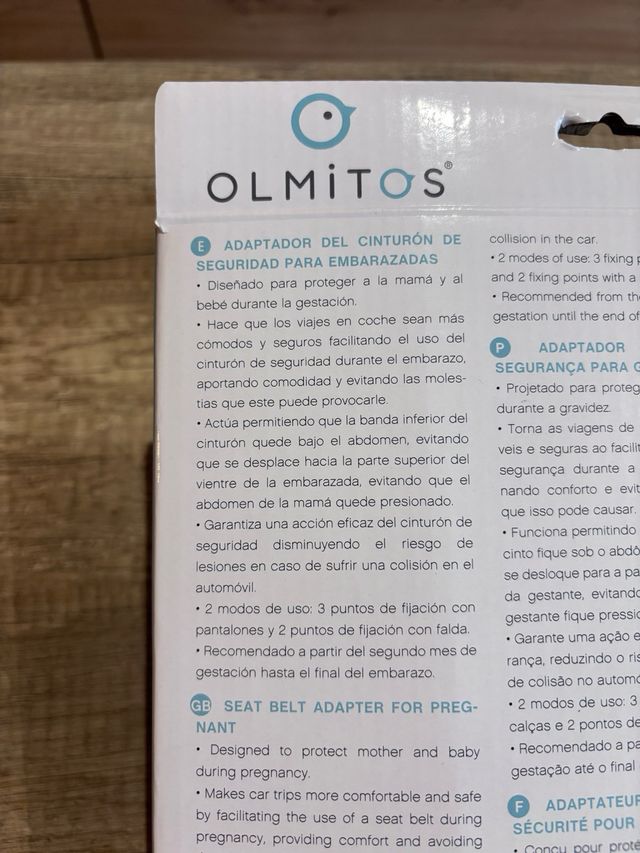 Adaptador cinturón seguridad embarazadas