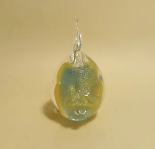 MURANO PESCE Tondo STATUINA fermacarte VETRO Oro