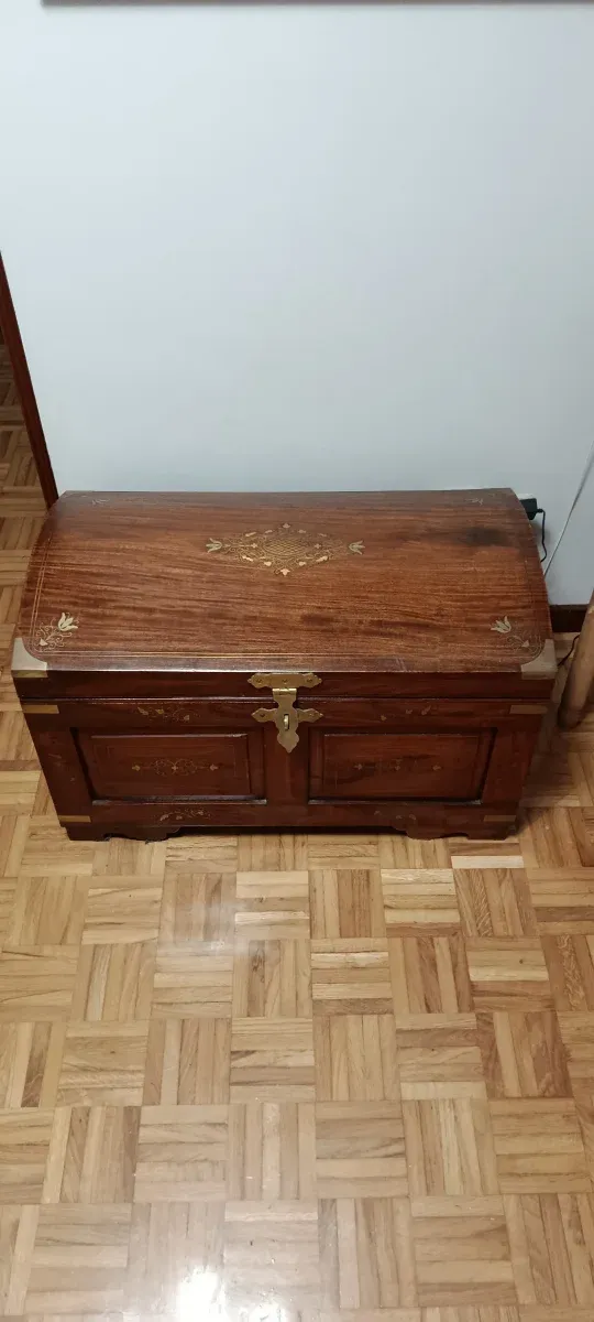 Arca de madera y bronce decorada