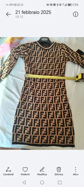 Vestito Fendi fantasia FF taglia XS