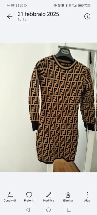 Vestito Fendi fantasia FF taglia XS