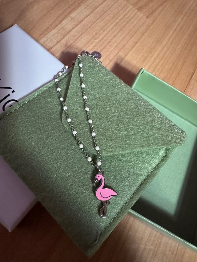 Collana Kidult Flamingo Rosa Argento
