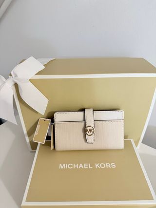 Cartera Michael Kors Beige y Dorada