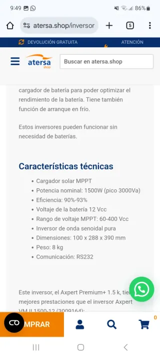 Inversor, Regulador y Cargador 12V