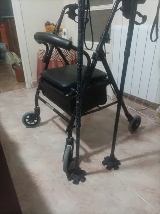 Andador para mayores con asiento + dos bastones an