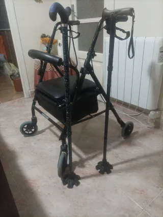 Andador para mayores con asiento + dos bastones an