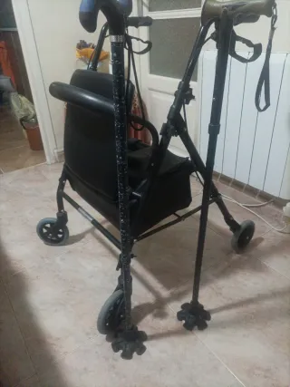 Andador para mayores con asiento + dos bastones an
