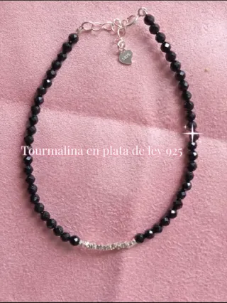 Pulsera de plata 925 con minerales de tourmalina