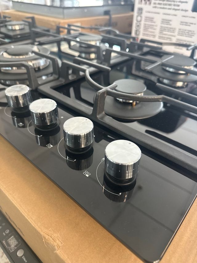 Encimera de gas KROMs 4 fuegos cristal