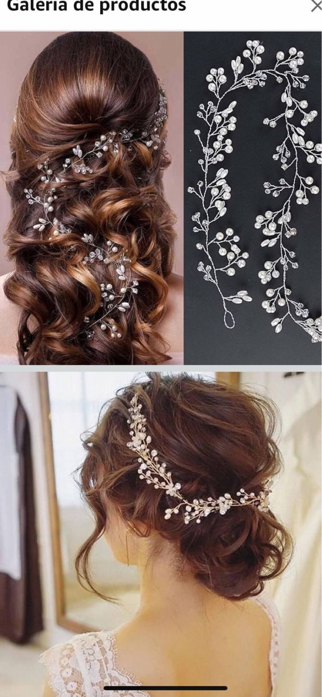 Adorno pelo novia plata y perlas