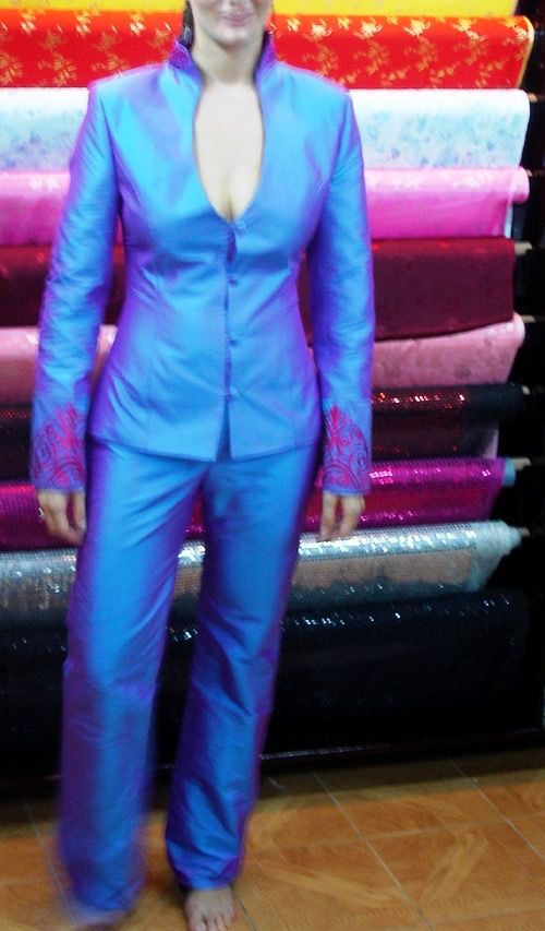 Traje pantalón fiesta seda