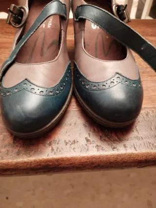 Zapatos estilo Oxford azul y gris