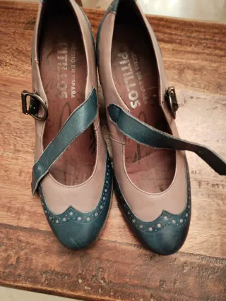 Zapatos estilo Oxford azul y gris