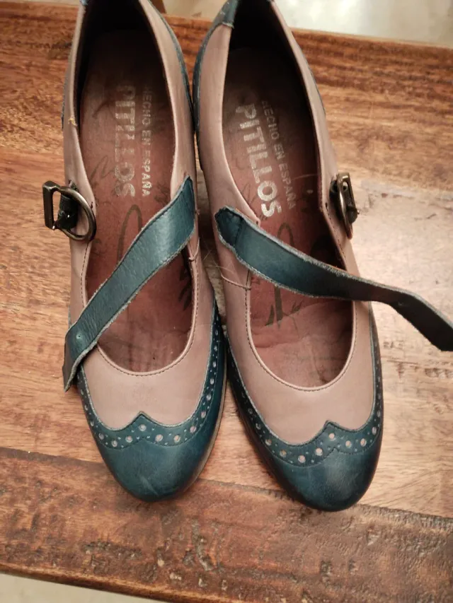 Zapatos estilo Oxford azul y gris