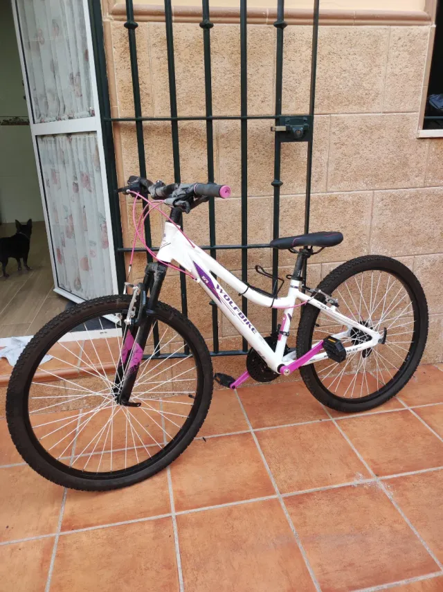 Bicicleta WOLFBIKE blanca y morada